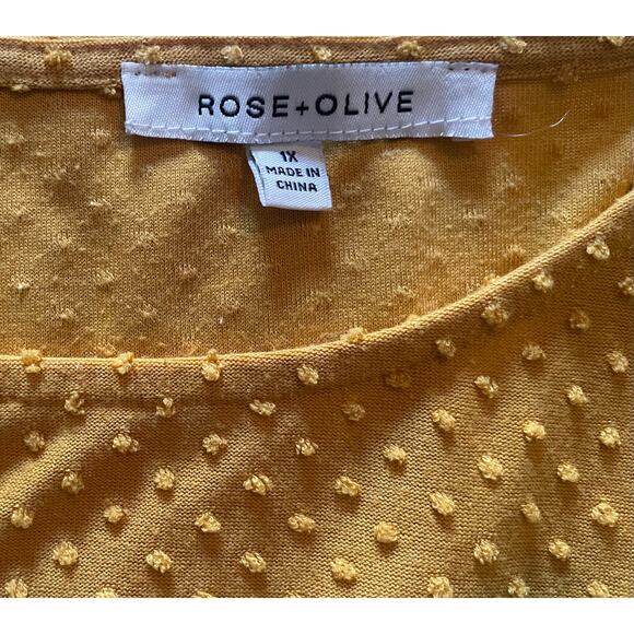 Rose+Olive Mustard Knotted-Front Top - Size 1X ** - Picture 2 of 7